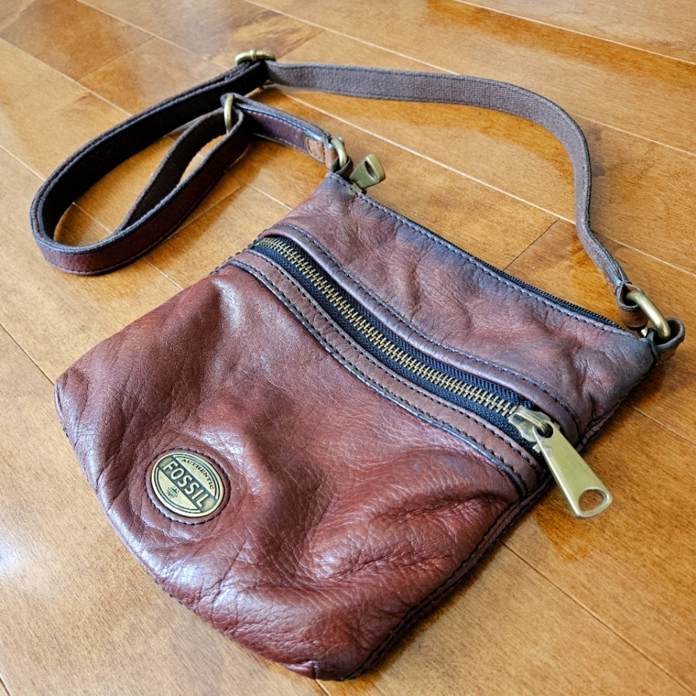 Fossil leather crossbody bag